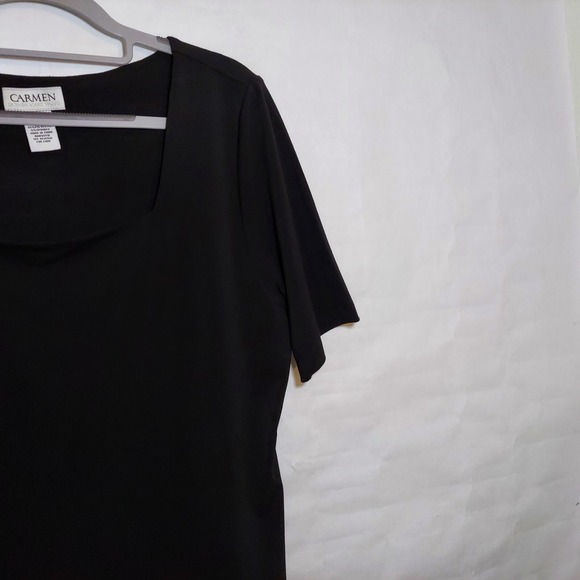 Carmen Marc Valvo Blouse Xl Liquid Jersey Stretchy‎ Casual Preppy Minimalist - Picture 3 of 9